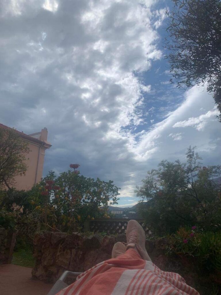 Dramatic clouds as seen from a sunbed